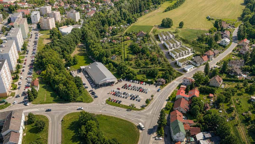 Městský pozemek u ulice Brněnská z výšky