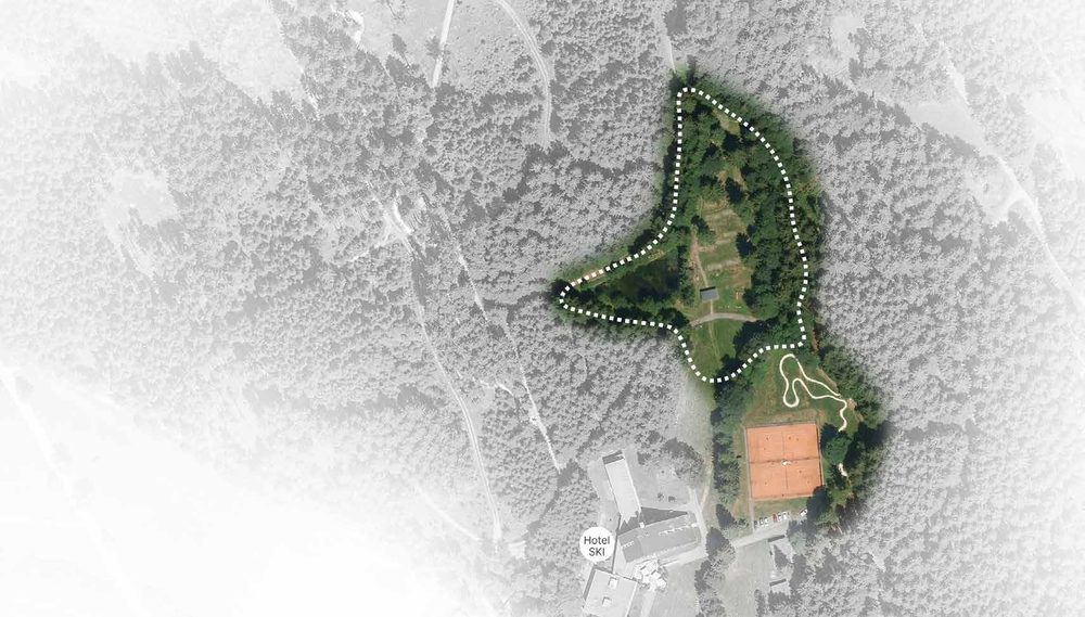 Poloha parku v areálu bývalého minigolfu u městských lesů Ochoza